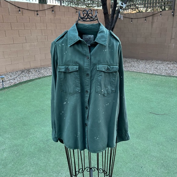 EUC Thread & Supply Paint Splatter Button Down Shirt Sz SX - Picture 1 of 6